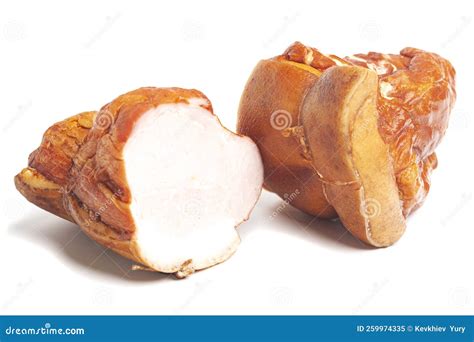 Natural Smoked Ham Isolated On White Stock Image Image Of Closeup