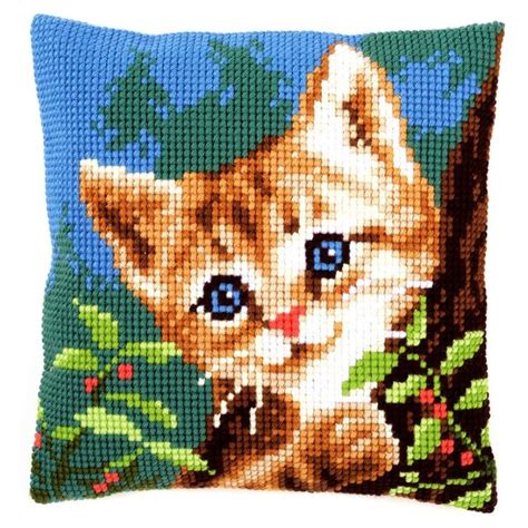 Cat On A Tree Vervaco Chunky Cross Stitch Cushion Front Kit