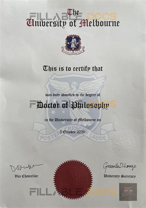 Fake Certificate From University Of Melbourne Template