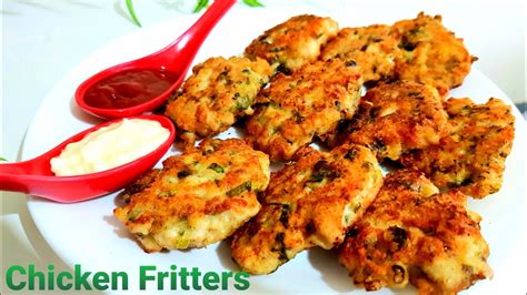 Chicken Fritters How To Make Cheesy Chicken Fritters Chicken Fritters Recipe Youtube