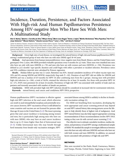 Pdf Incidence Duration Persistence And Factors Associated With