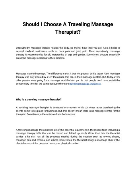 PPT - Should I Choose A Traveling Massage Therapist_ PowerPoint ...