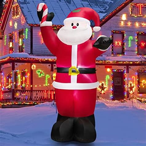 Tangkula 8 Ft Inflatable Santa Claus Holding Crutch