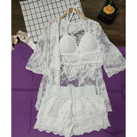 06 Set bikini ren đi biển Set bộ bơi nữ 3 chi tiết CÓ BÁN RỜI Trang