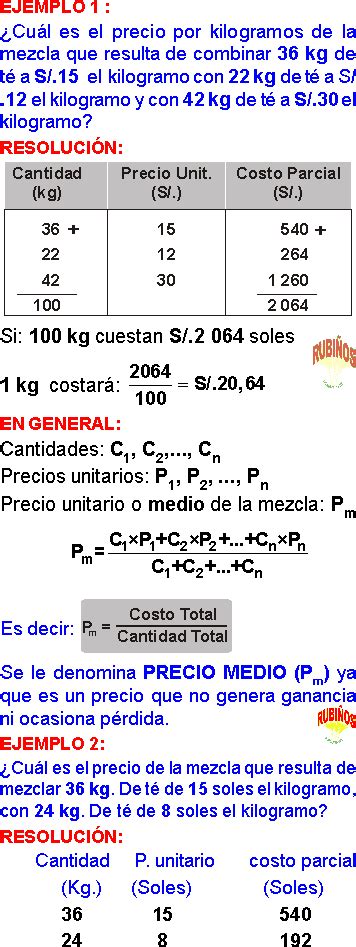 REGLA DE MEZCLA Y ALEACIÓN EJERCICIOS RESUELTOS PDF