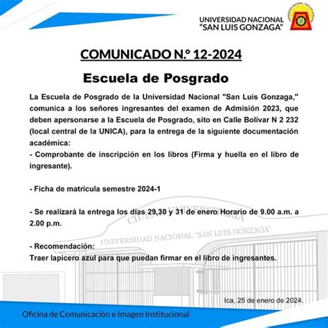 Comunicado De La Escuela De Posgrado Noticias Unica