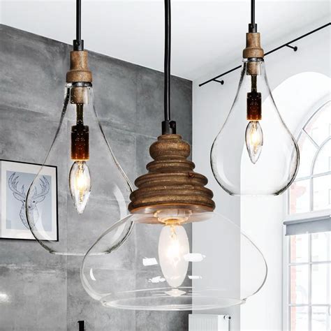 Lnc Modern Black Farmhouse 1 Light Clear Glass Pendant With Vintage