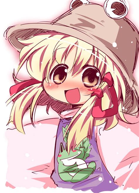 Safebooru Blonde Hair Blush Brown Eyes Hair Ribbon Hat Moriya Suwako