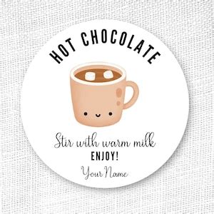 Hot Chocolate Sticker Hot Cocoa Sticker Hot Chocolate Label Hot Cocoa Label Holiday Sticker