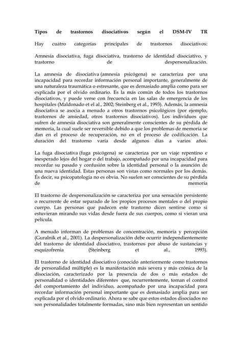 Disociaci N Y Trastornos Disociativos Pdf