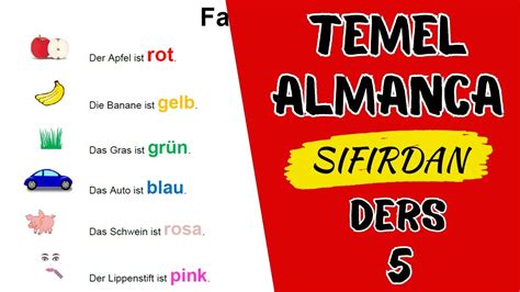 Almanca A1 Dersleri Ders 5 Farben Und Adjektive Renkler Ve