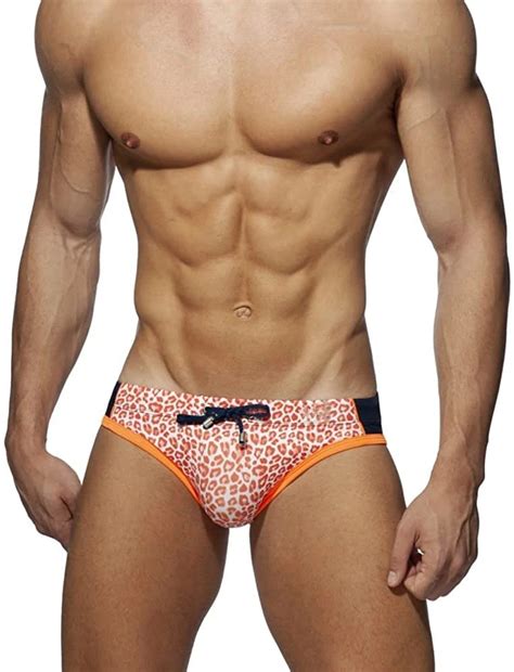 Mens Swim Briefs Quick Dry Polyester Bikini Leopard Printed Swimwear Men Swimwear And Mens