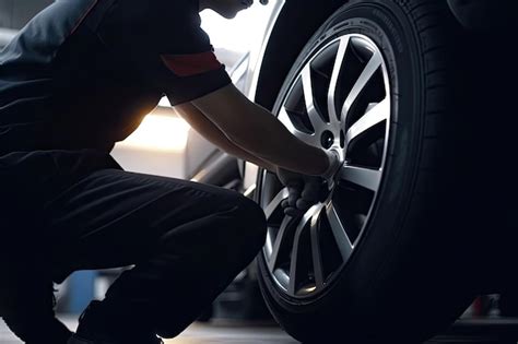 Premium Photo Car Mechanic Changing Tires