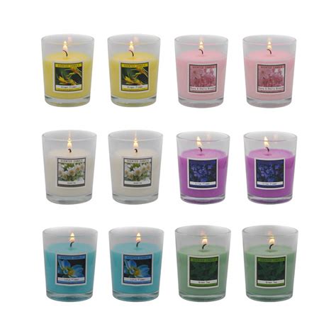 Buy Set Of 12 Scented Candles With 6 Fragrances Natural Soy Wax Votive