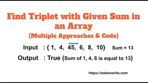 Triplet Sum In Array Find A Triplet With The Given Sum In An Array