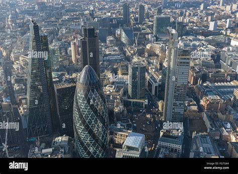 An Aerial View Of The Skyscrapers In The City Of London Financial