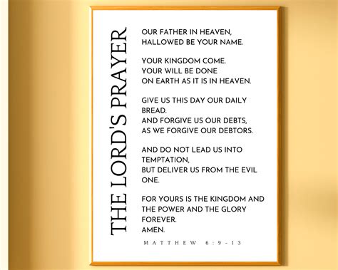 The Lords Prayer Wall Art Printable Matthew Scripture Print