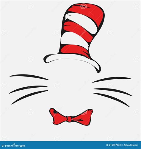 Dr Seuss Cat In The Hat Hat Mustaches Stock Vector Illustration Of