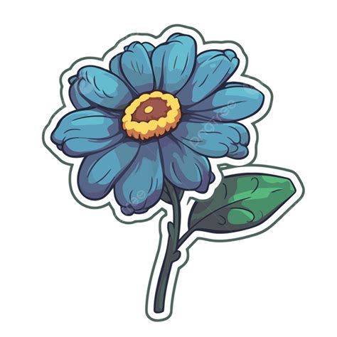 Adesivo De Flor Azul Com Folhas Nele Vetor Png Design De Adesivo Com Flor Azul De Desenho