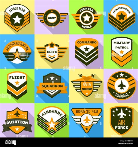 Airforce logo set. Flat set of airforce vector logo for web design ...