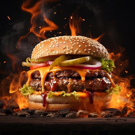 Premium AI Image | Fire Burger