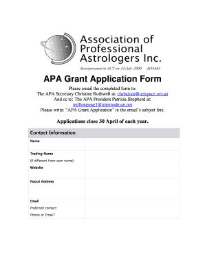 Fillable Online Apainc Org Apa Grant Application Form Apa Inc Fax