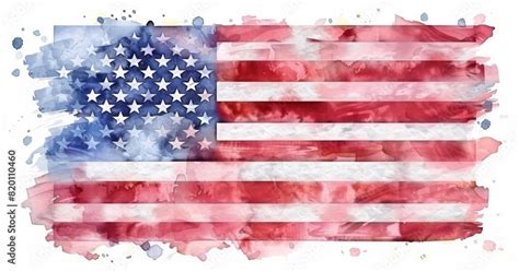 Watercolor American Flag Clip Art Celebrating American Culture And Pride Stock Illustration