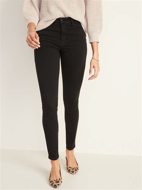 High Rise Rockstar 247 Sculpt Super Skinny Black Jeans For Women Old Navy Black Skinny