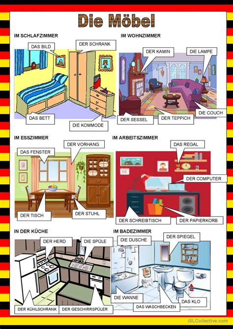 Willkommen auf Deutsch Möbel Prä Deutsch DAF Arbeitsblätter pdf doc