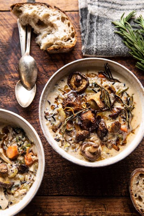 Creamy Wild Rice Chicken Soup With Roasted Mushrooms By Half Baked