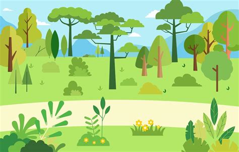 Escena rural con árbol natural Ilustración vectorial Hermoso paisaje