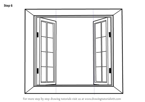 Learn How to Draw Wooden Windows (Furniture) Step by Step : Drawing ...