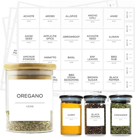 Spice Jar Labels Deecam Preprinted Spice Stickers Minimalist Design