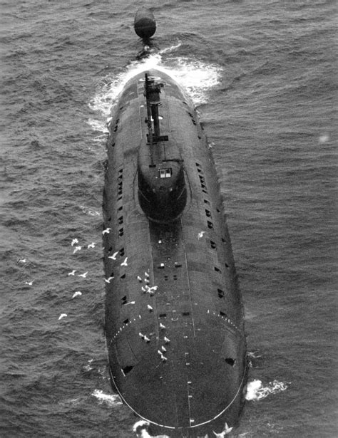 An Aerial Bow View Of The Soviet Sierra Class Nuclear Powered Attack Submarine Underway Nara