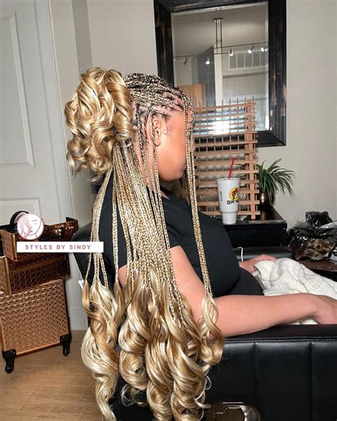 13 Knotless Braids With Curls Hairstyles In 2024 Zohna