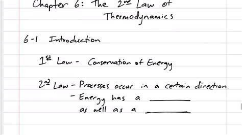 Thermodynamics Chapter 6 Intro To The 2nd Law YouTube