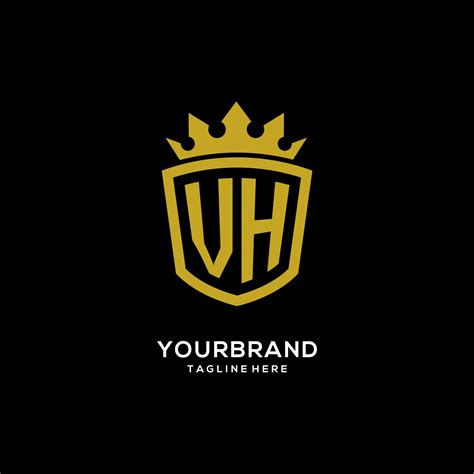 Initial Vh Logo Shield Crown Style Luxury Elegant Monogram Logo Design