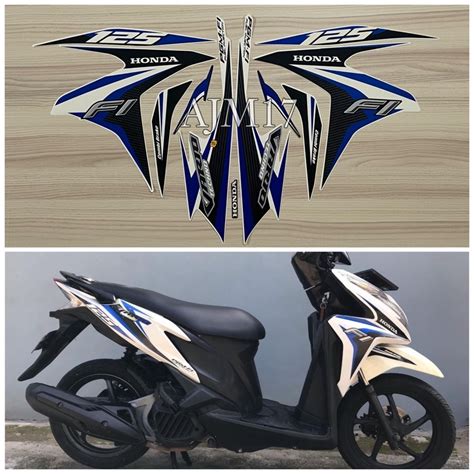 Jual Stiker Striping Vario Techno Tahun Putih Lis Biru