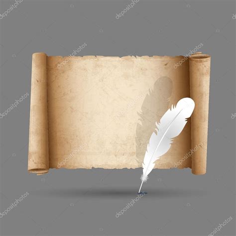 Ancient Scroll Paper With Feather Stock Vector By A R T U R