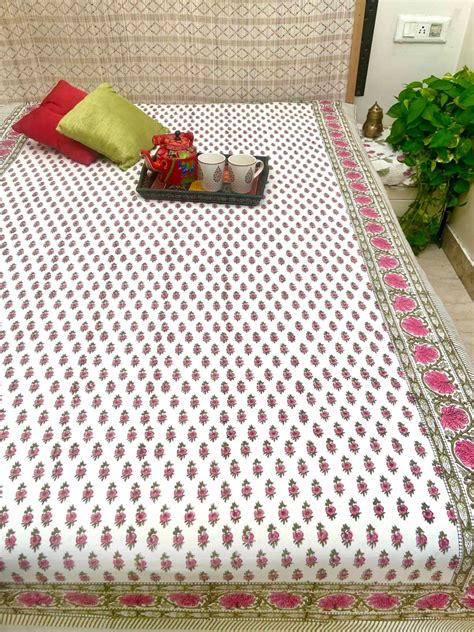 Hand Block Printed Pure Cotton Double Bedsheet Mooldhaga