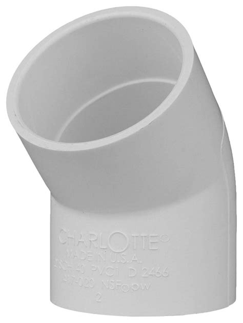 Charlotte Pipe Pvc 02309 1800ha 45 Degree Elbow White 3 Inch 3 Traditional Hardware By