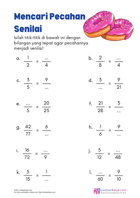 Menentukan Pecahan Senilai Lembarkerja