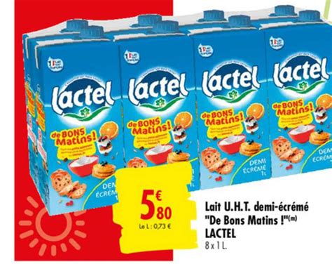 Promo Lait U h t Demi écrémé De Bons Matins Lactel chez Carrefour