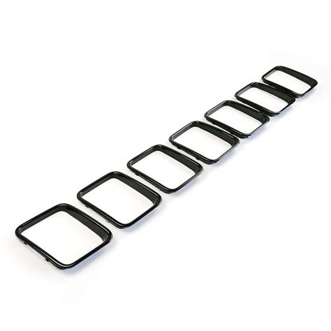 7PC Of Gloss Black Front Grill Rings Inserts Fits Jeep Grand Cherokee