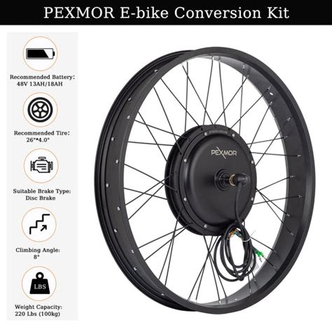 Pexmor 48v 1200w Electric Bike 26 Fat Front Wheel Conversion Kit Pexmor