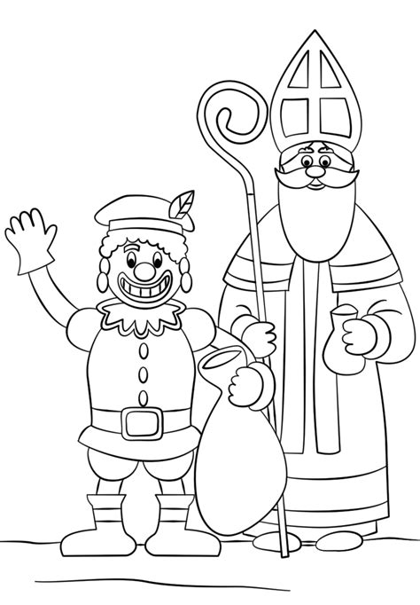 Zwarte Piet And St Nicholas Coloring Page Colouringpages