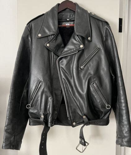 S Vintage Brooks Leather Cafe Motorcycle Jacket Gem