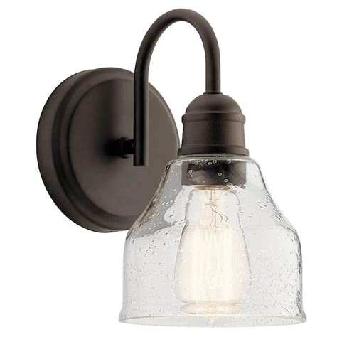 Kichler Avery 1 Light Olde Bronze Bathroom Indoor Wall Sconce Light With Clear Seeded Glass