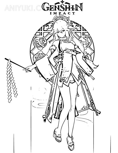 Yae Miko Coloring Page