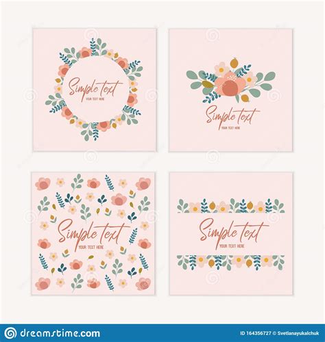 Botanical Card Set Stock Vector Illustration Of Border 164356727